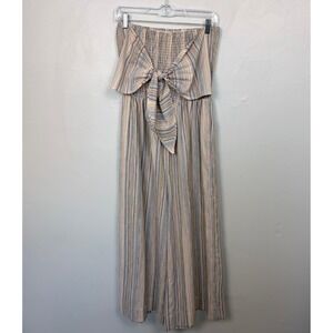 Bishop + Young Elva Tie Front Jumpsuit Multicolor Stripe Boho Indie Size Large